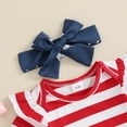thumbnail image 4 of 4th of July Baby Girl Outfits American Flag Clothes Short Sleeve Romper +Star Stripe Suspender Skirt Overalls Dress +Headband Sets, 4 of 7
