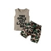Binpure Boy’s Special Letter Printed Vest and Camouflage Short Pants Suit