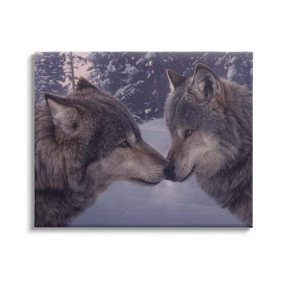 Stupell Industries Wolves Touching Noses Nature Animals & Insects Painting Gallery Wrapped Canvas Print Wall Art