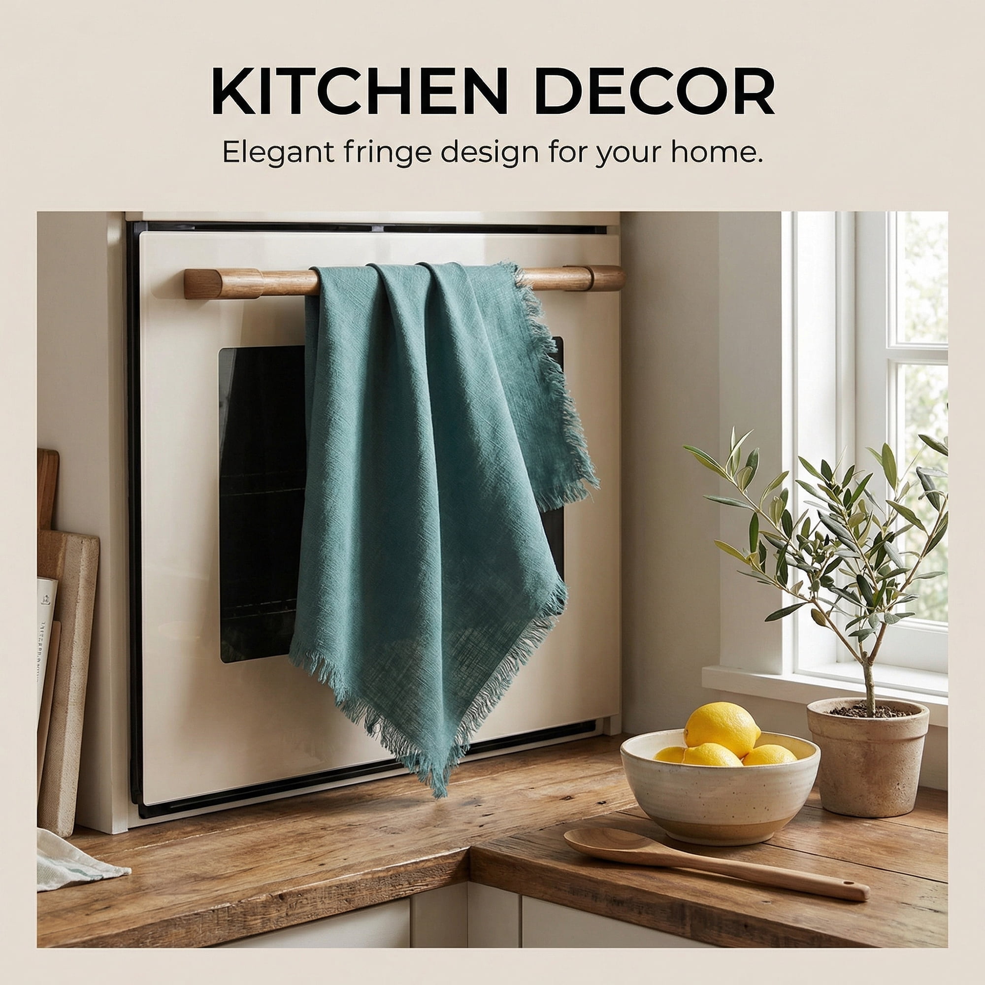 Unique Bargains Cotton Linen Kitchen Towels 4 Pack Dark Green/Light Green 18" x 18"