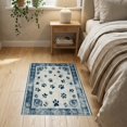 thumbnail image 3 of ODIKA 2'x3' Washable Accent Rug Pet Friendly, Bedside Mat Print Vintage Distressed Track Motif Patterned Tossed Bone Border for Bedroom, Nursery, RV, 3 of 7