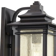Franklin Iron Works Hickory Point Rustic Farmhouse Outdoor Wall Light Fixture Walnut Bronze 12 Frosted Cream Glass for Post Exterior Barn Deck House