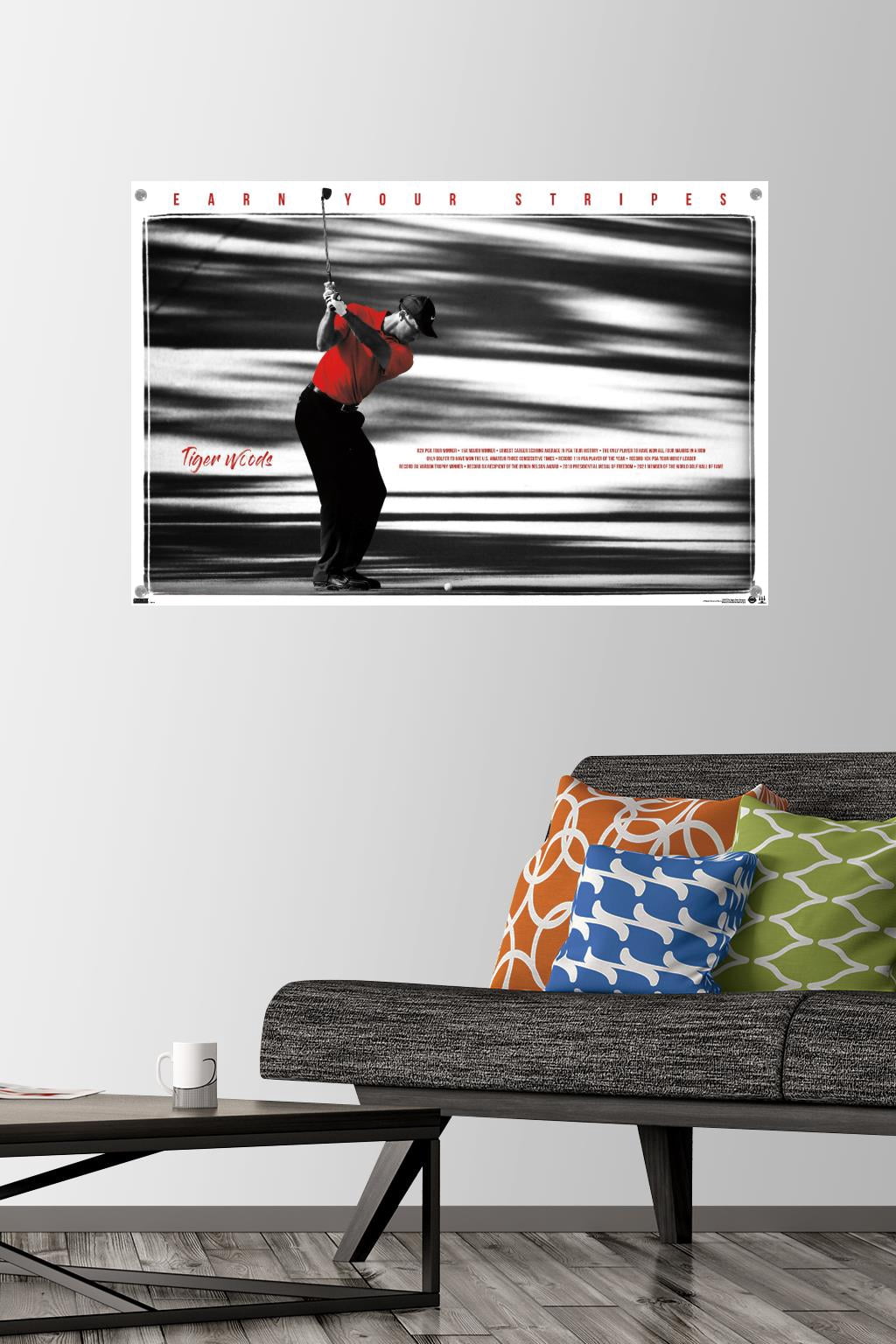 Tiger Woods - Earn Your Stripes Wall Poster with Pushpins, 22.375" x 34"