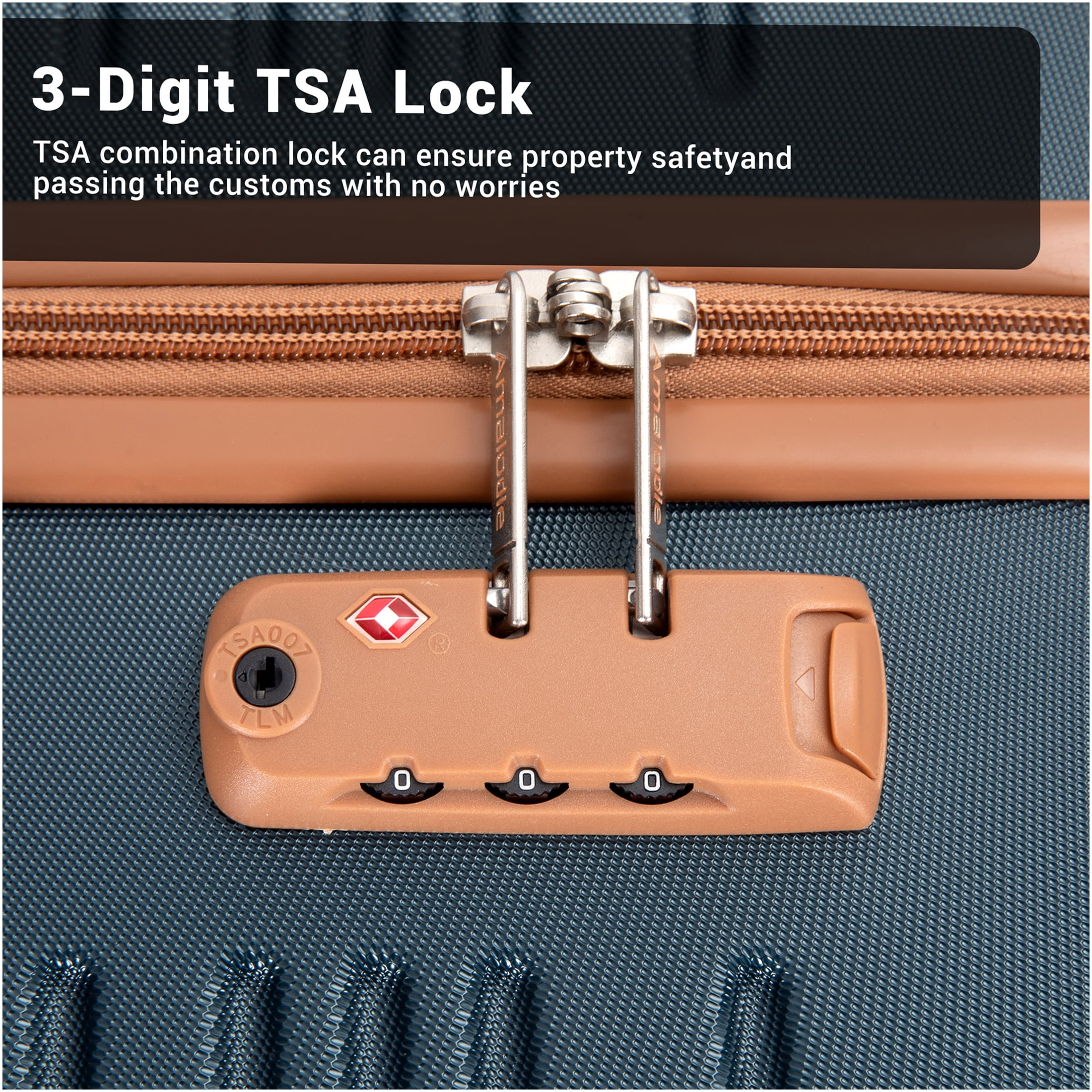 JERFIT 6-Piece ABS Hardside Luggage Set with TSA Lock, Dark Green, Spinner Wheels, Carry-On and Checked Suitcases for Travel