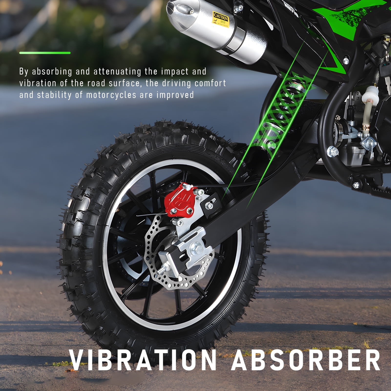 Wussanun 719Mini Kid Dirt Bike, 49CC 2-Stroke Gas Powered Motorcycle with Off-Rode Tire, Front Rear Disc Brakes, Shock Absorption Pocket Motorbike, Up to 25 Mph, Max Load 330 LBS, Green