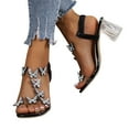 thumbnail image 4 of AXXD Black Sandals for Women Summer Plus-size Elastic Flower Crystal Heel Pullover Sexy Sandals, 4 of 9