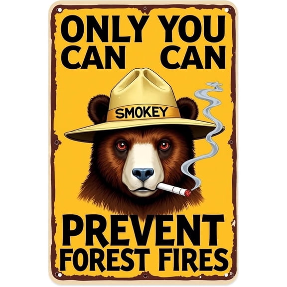 Vintage Forest Ranger Tin Sign Metal Wall Art, Only You Can Prevent Forest Fires Print, 8 x 12 Inch for Garden Yard Bar Porch Home Bedroom Kitchen Decor