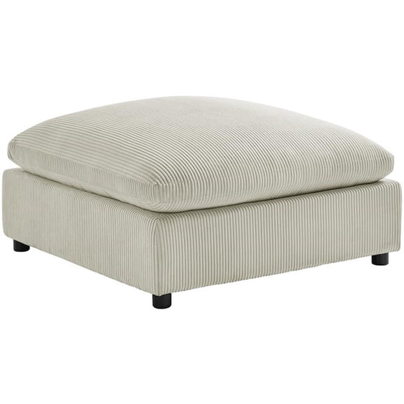 Pemberly Row Contemporary Beige Corduroy Fabric XL 40" Square Ottoman