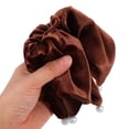 thumbnail image 3 of Hytrove 1Pack Velvet Hair Scrunchies Coffee Square Korean Style Elegant Women Headdress Autumn and Winter Hairstyles, 3 of 7
