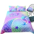 thumbnail image 4 of Move Over Mermaid Scale Bedding Sets Queen Colorful Mermaid Duvet Cover Set Blue Purple Mermaid Tail Pattern Microfiber No Filling, 4 of 6