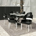 thumbnail image 2 of LeisureMod Modern Dining Chairs – Leather Seat with Curved Open Back & Rubberwood Legs, Contemporary Kitchen Side Chairs, Ethos Collection in Black, 2 of 11