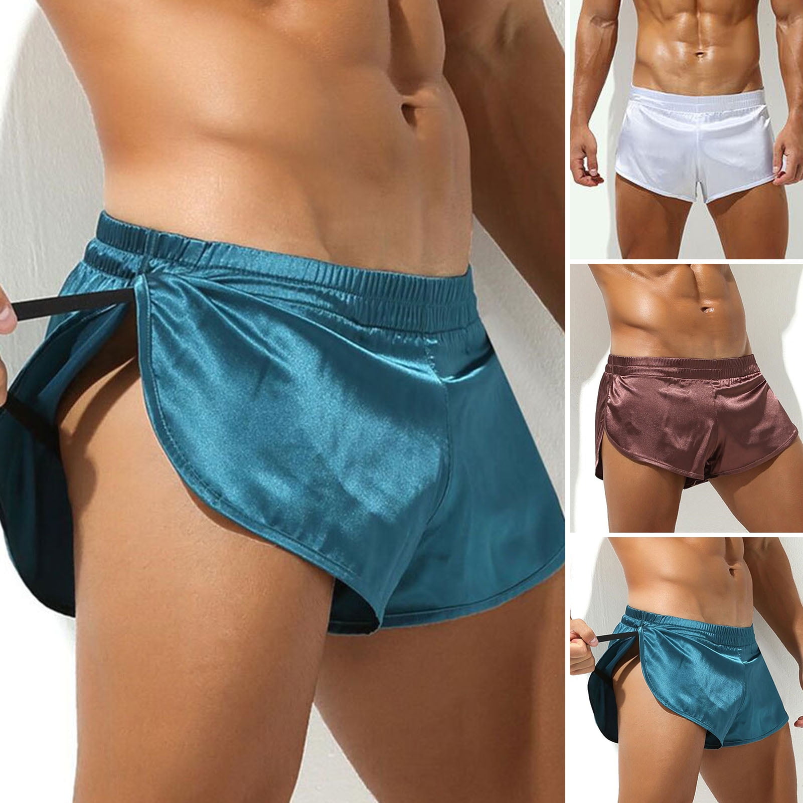 rygai Men Underpants Elastic Waist Breathable Soft Antiseptic Men Boxer  Briefs Sleeping Clothes ,Gray L