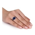 thumbnail image 3 of 7.10 Carat (ctw) Lab-Created Blue Sapphire Three Stone Ring in Sterling Silver, 3 of 5