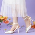 thumbnail image 6 of Unique Bargains Women's Rhinestones Ankle Strap Stiletto Heel Pumps White 10, 6 of 6