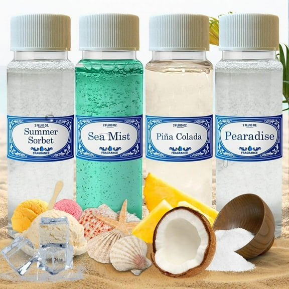 Playa Concentrated 2.0 fl oz Fragrances Pack | Summer Sorbet | Sea Mist | Pina Colada | Pearadise | for Rainmate, Water vacuums, Rainbow, Hyla, Diffusers, Fragrances are Not Made by Rexair or Rainbow