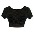 thumbnail image 4 of GBSYEWXS Shirts For Women Crew Neck Short Sleeve Solid Color Tops Mesh Trendy Black T-Shirts, 4 of 4