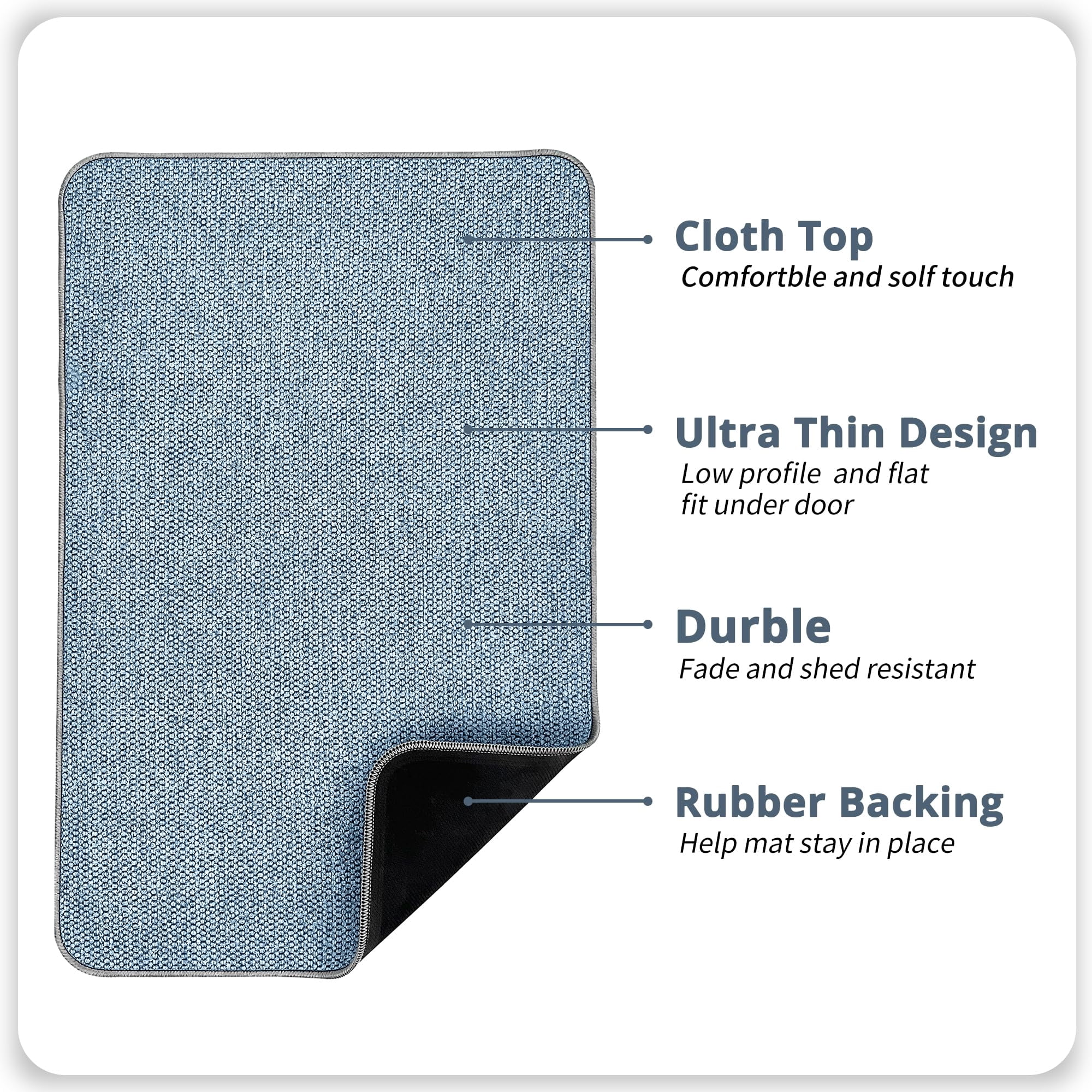 Bath Mat,Ultra Thin Bath Rugs,Rubber Bath Mats for Bathroom,Quick Dry,Non-Slip,Machine Washable,Fit Under Door,Super Absorbent Bathroom Rugs for Bathroom Floor,Shower,Sink.(Grey,17''x27'')