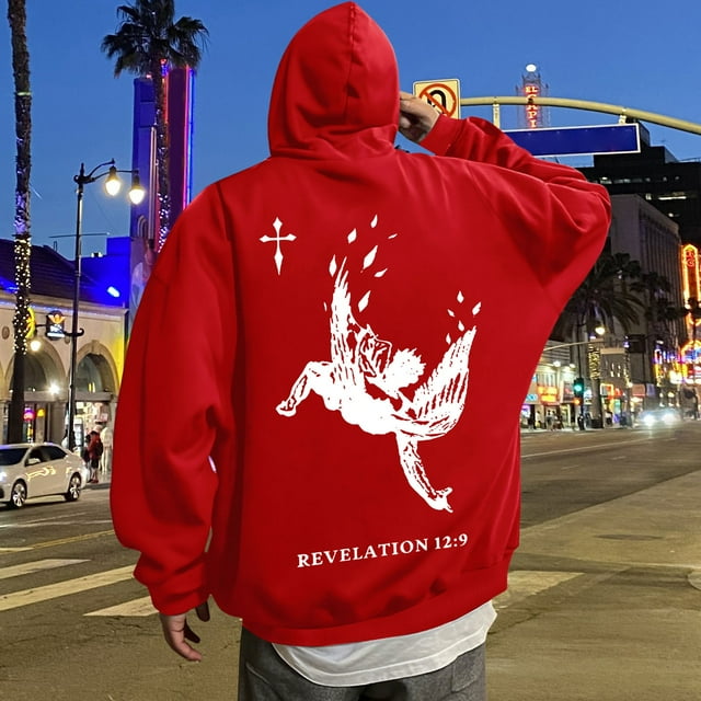 MHFRRA Sudadera con Capucha y Estampado Gráfico de Moda para Uso Informal y Actividades Al Aire Libre Rojo