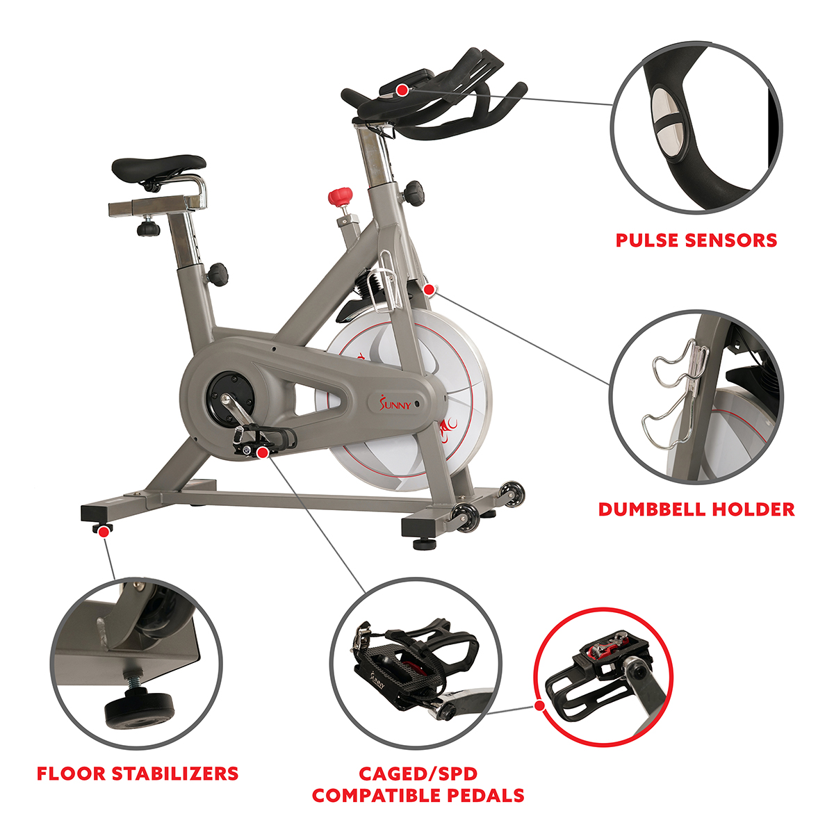 Sunny Health & Fitness Synergy Pro Magnetic Indoor Cycling Bike - SF-B1851 - image 11 of 13