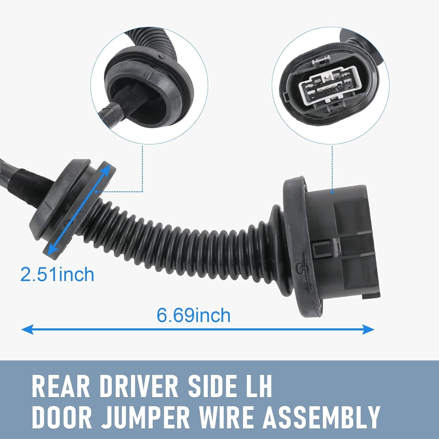 Driver Side LH Rear Door Jumper Harness Compatible with 2009-2014 Ford F150 Crew Cab Replaces# 9L3Z-14631-CAA Rear Left Door Jumper Wire Assembly