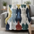 thumbnail image 2 of Navy Blue Shabby Blanket Soft Cozy Warm Throw Blanket for Couch, Plush Fuzzy Flannel Fleece Blankets for Sofa, Green Yellow Abstract Art Bed Blankets Lightweight Gifts for Women, 40"x50", 2 of 9