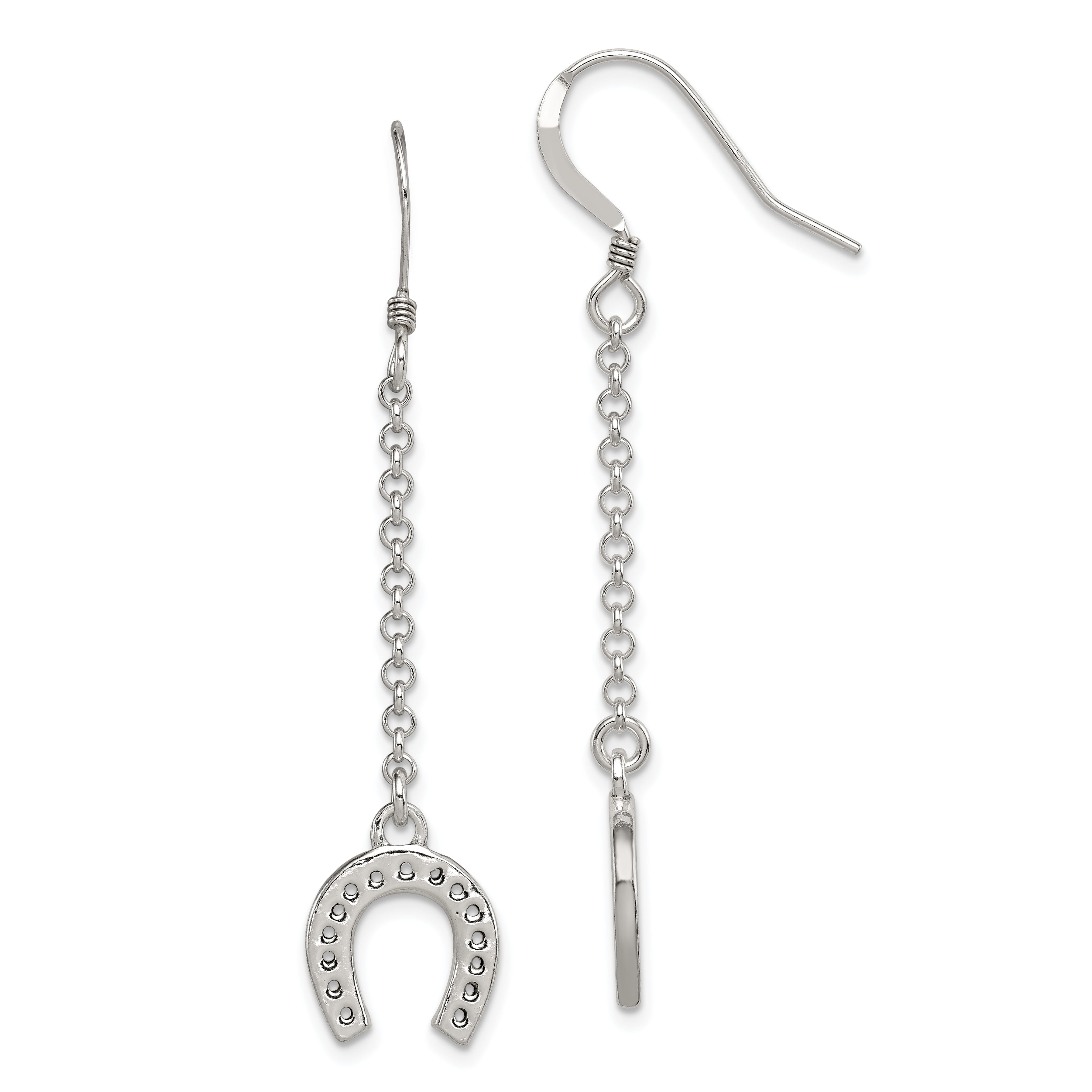 A pair of Solid Sterling Silver Earrings Lucky Horseshoe Stud Earrings 925