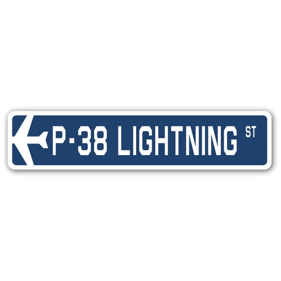P-38 Lightning Street Sign Air Force Aircraft Military | Indoor/Outdoor | 30" Wide