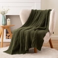 thumbnail image 6 of Battilo Olive Green Knit Throw Blanket for Couch Sofa, Soft Cozy Lightweight Chenille Blanket, 50"x60", 6 of 8