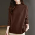 thumbnail image 2 of Ashirexll Womens Long Sleeve Tops Casual Winter Tops for Solid Color Round Neck Side Button Knit Pullover Blouse, 2 of 4