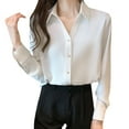 thumbnail image 2 of Sakmal Button Down Blouses for Women Dressy Casual White Shirts Long Sleeve Solid Collared Shirts for Women, 2 of 5