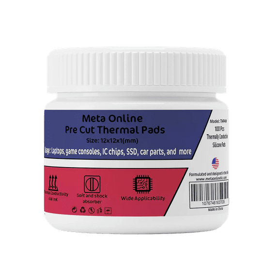 100 Piece Pre Cut Thermal Pads 12x12x1mm Ready to Apply - Great for PS5 ram, Xbox Ram, SSD chips, IC Chips and more - 4w/mk