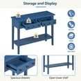 thumbnail image 3 of EUROCO 38.2" Console Table,Sofa Table Entryway Table with Rubber Wood Legs,2 Drawers and Open Shelf,Rustic Hallway Accent Table for Living Room, Entrance,Navy, 3 of 8