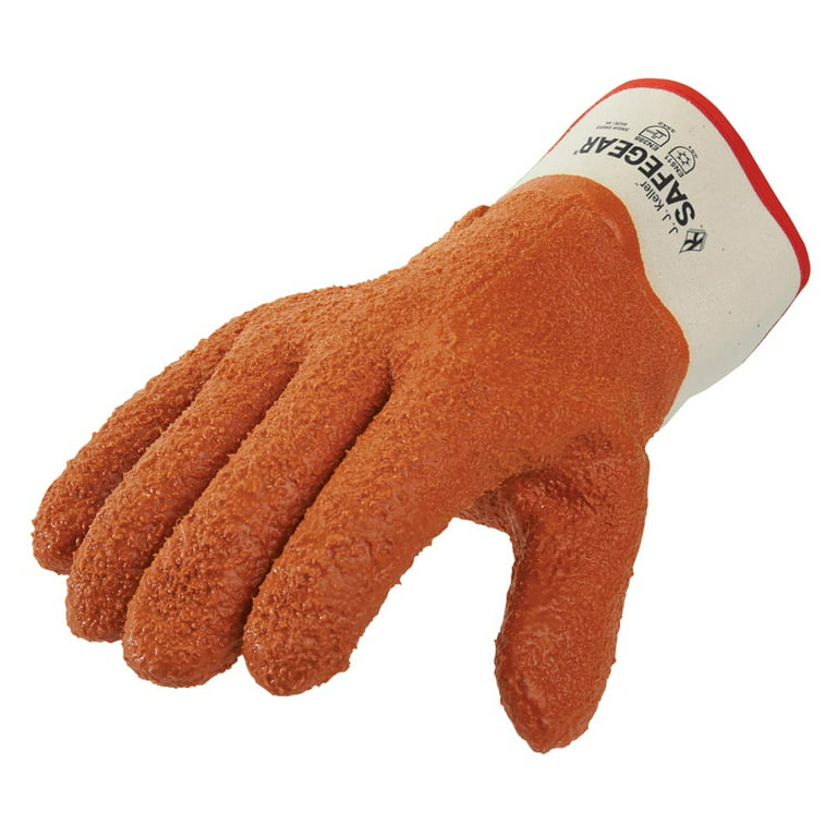 SAFEGEAR PVC Vinyl Work Gloves X-Large, 3 Pairs - EN388 Cut-Resistant  Orange Textured Gloves for Men and Women, Oil & Grease Resistance 