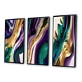 thumbnail image 3 of Designart "Bold Strokes in Purple, Green, and Gold I" Modern Framed Wall Art Set Of 3 - Purple Abstract Frame Gallery Set For Office Decor, 3 of 6