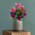 thumbnail image 3 of Artificial Lily Rose Flower Bush Sacrificial Flowers With 27 Red Beans, 3 of 9