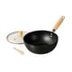 thumbnail image 3 of Wok de hierro antiadherente, utensilios de cocina sin revestimiento para el hogar, aparatos domésticos con madera 28 cm, 3 of 9
