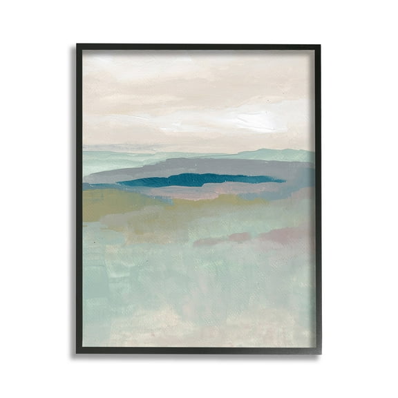 Stupell Industries Muted Abstract Beach Landscape Abstract Painting Black Framed Art Print Wall Art, 11 x 14
