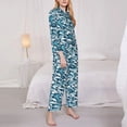 thumbnail image 3 of Rateoe Ocean Waves Pattern Womens Pajamas Set Long Sleeve Sleepwear Button Down Nightwear Soft Cotton Pj Lounge Sets-Medium, 3 of 7