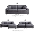thumbnail image 4 of Hybition Oversized Loveseat Sectional Sofa 2 Movable Ottomans Pillows Gray, 4 of 8