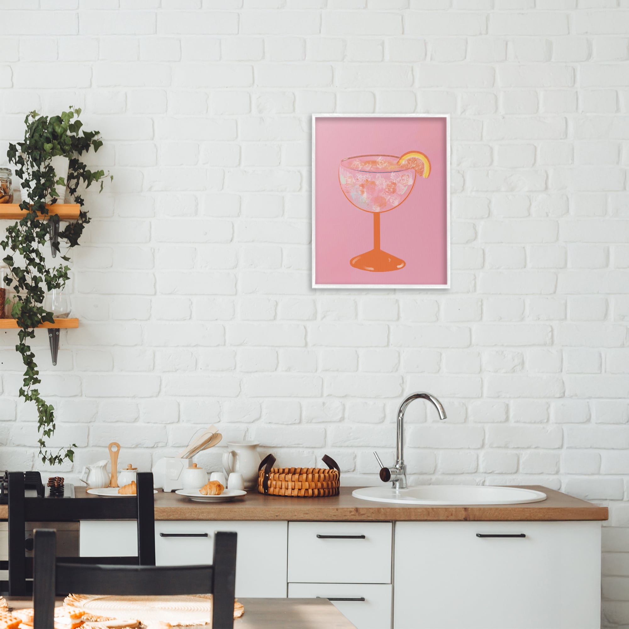 Stupell Industries Paloma Glass over Pink White Framed Giclee Art, design by Robin Maria