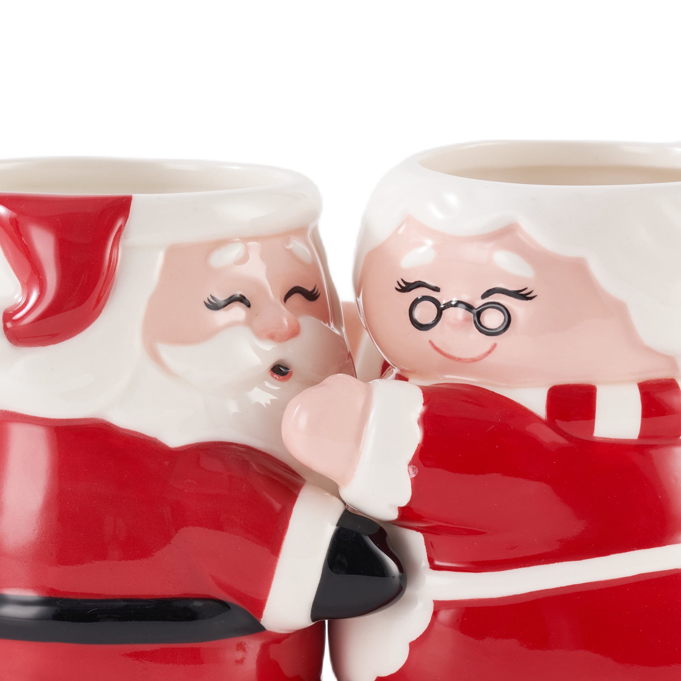 Mr & Mrs Claus Hug Ceramic Mug Set 18 OZ 2-Piece Holiday Time