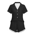 thumbnail image 5 of Xdegoge Womens Pajama Sets 2 Piece Button Up Short Sleeve Pajamas Notched Collar with Pocket Open Front Top and Shorts Cute 4 Way Stretch Bow Print Lounge Sleepwear, 5 of 8
