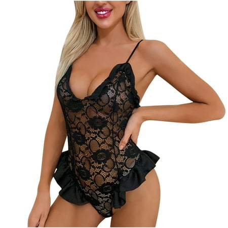 

Jumpsuit for Women Jumpsuits for Women Sexy Lingerie Lace Bra Perspective Pajamas Hollow Out Sexy Suspender Jumpsuit