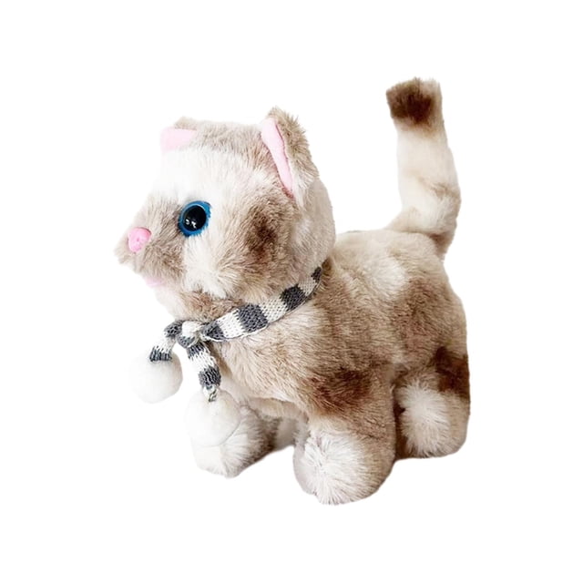 Mascotas electrónicas interactivas de gato, peluche electrónico animado, juguete robótico para niños y niñas. Marrón claro