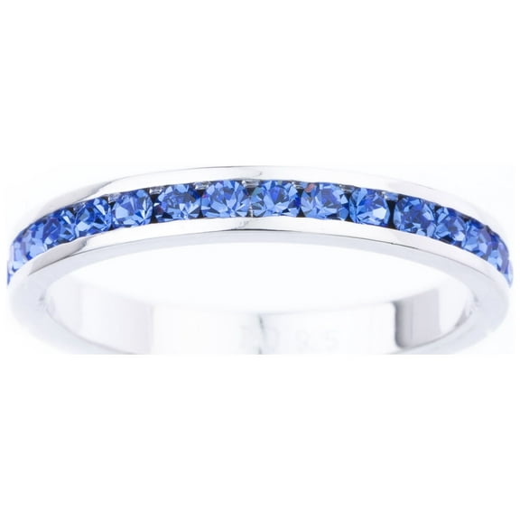 September Swarovski Crystal Birthstone Stackable ring in Sterling Silver