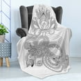thumbnail image 4 of Floral Soft Flannel Fleece Throw Blanket, Hand Drawn Line Art Blossoming Organic Nature Flower Ornate Motif Antique, Cozy Plush for Indoor and Outdoor Use, 50" x 60", White Black, by Ambesonne, 4 of 5