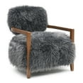 thumbnail image 4 of Furniture of America Birma Modern Faux Fur Ultra Soft Long Haired Accent Chair, Charcoal Gray, 4 of 13
