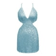 thumbnail image 4 of MDUKONU Robe à Paillettes Scintillantes pour Femme, Dos Nu, Perlée, Aguichant, Fourreau, Papillon, Mini-Robe à Paillettes, Fête, Bleu Ciel, G, 4 of 4