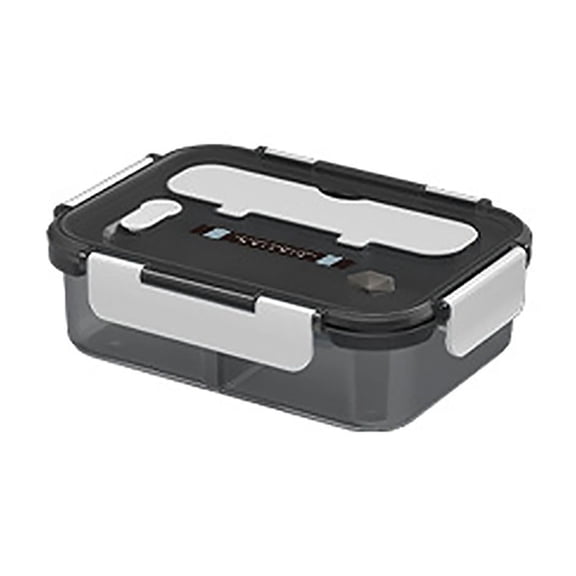 TUITOONM Beige 3-Compartment Large Capacity Bento Box with Locking Lids, PP Material Separated Food Storage Container with Cutlery Holder, Microwave-Safe Lunch Box for Meal Prep 50.72oz