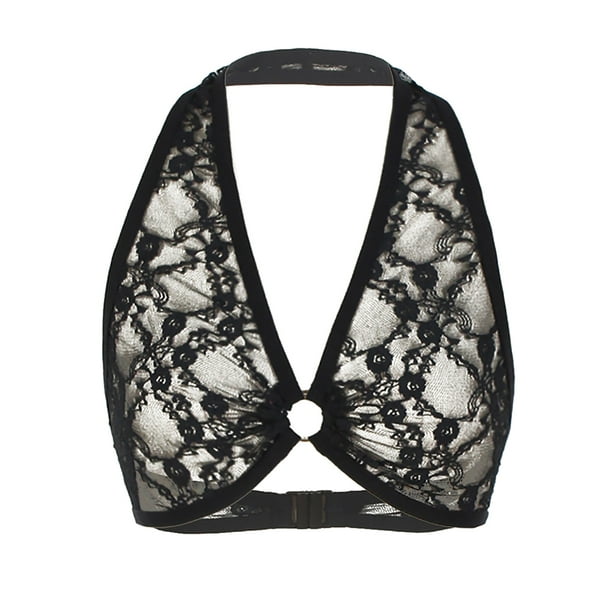 XZNGL Alluring Women Lace Cage Bra Elastic Cage Bra Strappy Hollow Out Bra  Bustier 